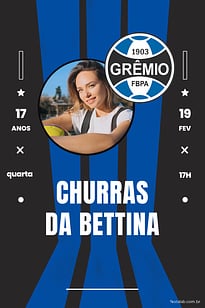 Modelo de Convite de Aniversario Adulto - Futebol Gremio Convite Futebol Gremio grátis para editar