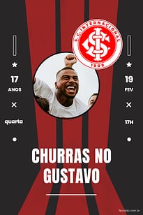 Modelo de Convite de Aniversario Adulto - Futebol Inter Convite Futebol Inter grátis para editar