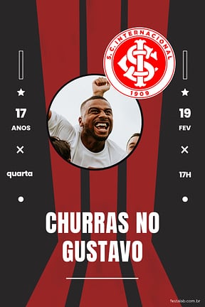Modelo de Convite de Aniversario Adulto - Futebol Inter Convite de Aniversario Adulto - Futebol Inter