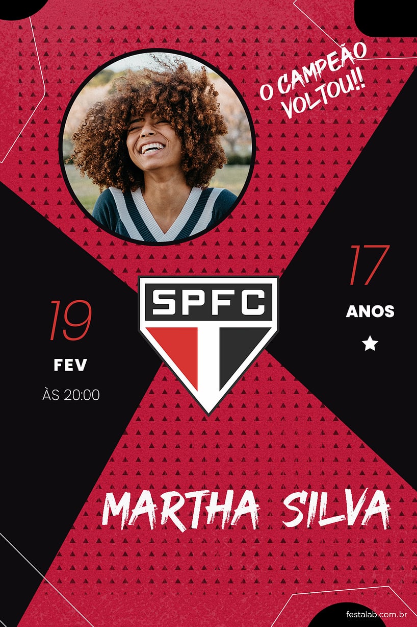Modelo de Convite de Aniversario Adulto - Futebol Sa?oPauloFC Convite de Aniversario Adulto - Futebol Sa?oPauloFC