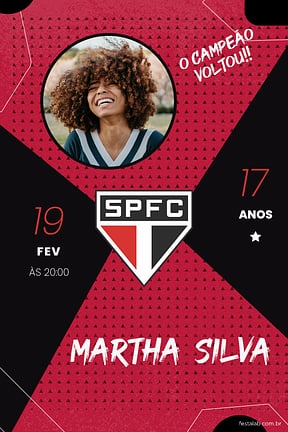 Modelo de Convite de Aniversario Adulto - Futebol Sa?oPauloFC Convite de Aniversario Adulto - Futebol Sa?oPauloFC