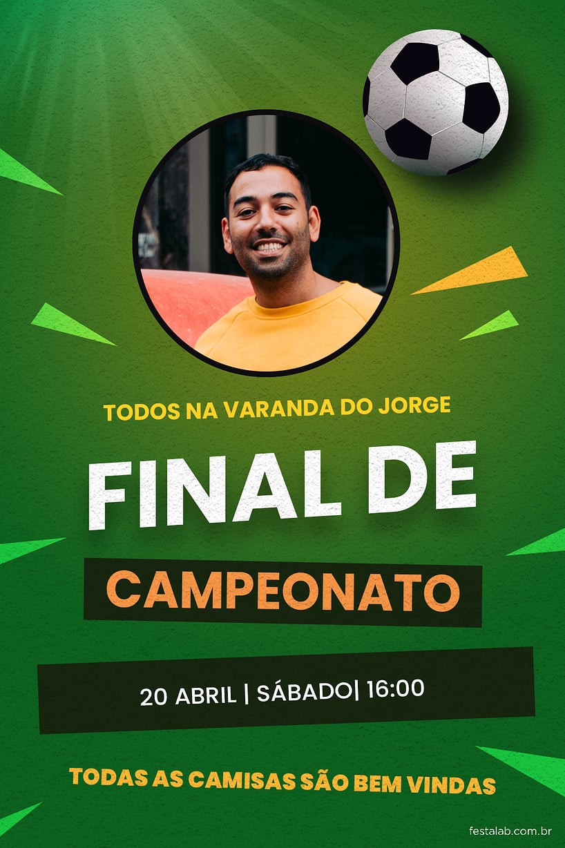 Modelo de Convite de Aniversario Adulto - Futebol campeonato Convite de Aniversario Adulto - Futebol campeonato