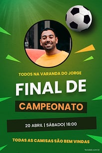 Modelo de Convite de Aniversario Adulto - Futebol campeonato Convite Futebol campeonato grátis para editar