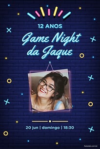 Modelo de Convite de Aniversario Adulto - Game Night Convite Game Night grátis para editar