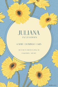 Convite Girassol Sofisticado grátis para editar