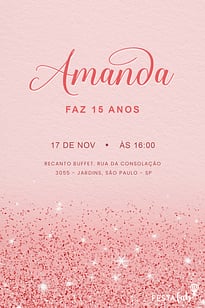 Modelo de Convite de Aniversario Adulto - Glamour em Glitter Convite Glamour em Glitter grátis para editar