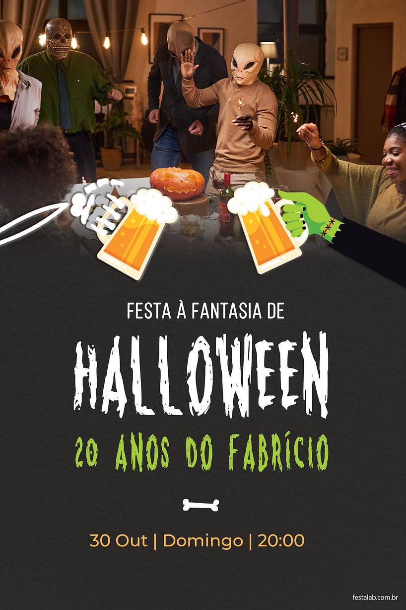 Convite Halloween entre amigos grátis para editar