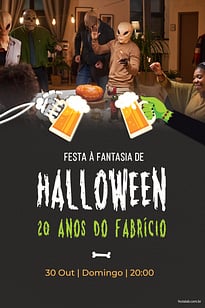 Modelo de Convite de Aniversario Adulto - Halloween entre amigos Convite Halloween entre amigos grátis para editar