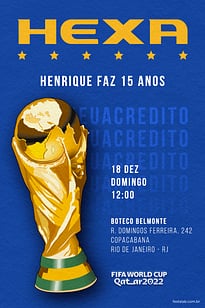 Modelo de Convite de Aniversario Adulto - Hexa Azul Convite Hexa Azul grátis para editar