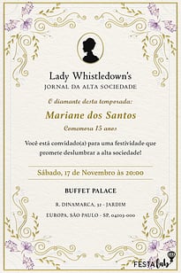Modelo de Convite de Aniversario Adulto - Jornal da Lady Whistledown?s Convite Jornal da Lady Whistledown’s grátis para editar