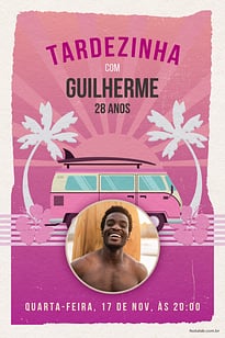 Modelo de Convite de Aniversario Adulto - Aventuras na Kombi: Rosa Convite Aventuras na Kombi: Rosa grátis para editar