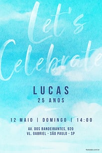 Modelo de Convite de Aniversario Adulto - Let's Celebrate Convite Let's Celebrate grátis para editar