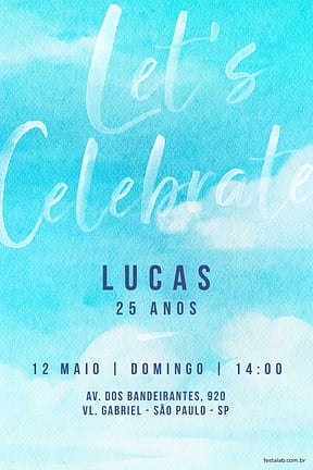 Modelo de Convite de Aniversario Adulto - Let's Celebrate Convite de Aniversario Adulto - Let's Celebrate