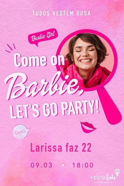 Modelo de Convite de Aniversario Adulto - Let's go party Convite Let's go party grátis para editar