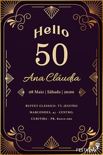 Modelo de Convite de Aniversario Adulto - Moldura Aesthetic Escuro Convite Moldura Aesthetic Escuro grátis para editar