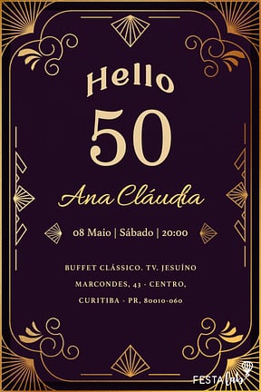 Modelo de Convite de Aniversario Adulto - Moldura Aesthetic Escuro Convite de Aniversario Adulto - Moldura Aesthetic Escuro