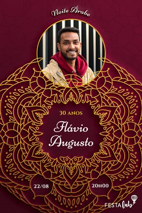 Modelo de Convite de Aniversario Adulto - Noite Arabe Convite de Aniversario Adulto - Noite Arabe