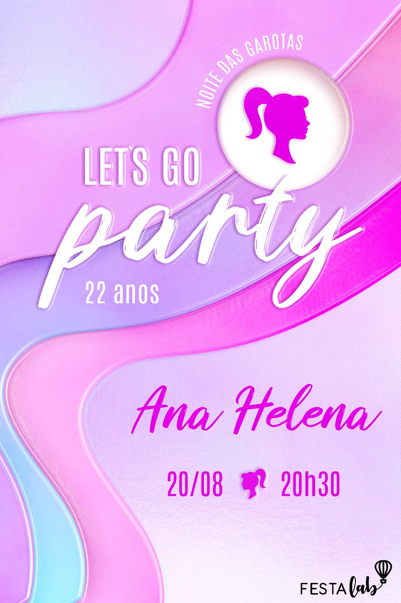 Modelo de Convite de Aniversario Adulto - Noite das Garotas Barbie Convite Noite das Garotas Barbie grátis para editar