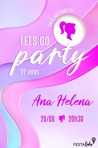 Modelo de Convite de Aniversario Adulto - Noite das Garotas Barbie Convite Noite das Garotas Barbie grátis para editar