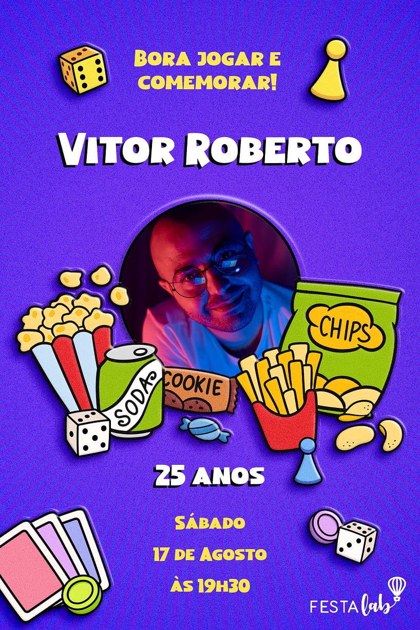 Convite Noite de Jogos grátis para editar