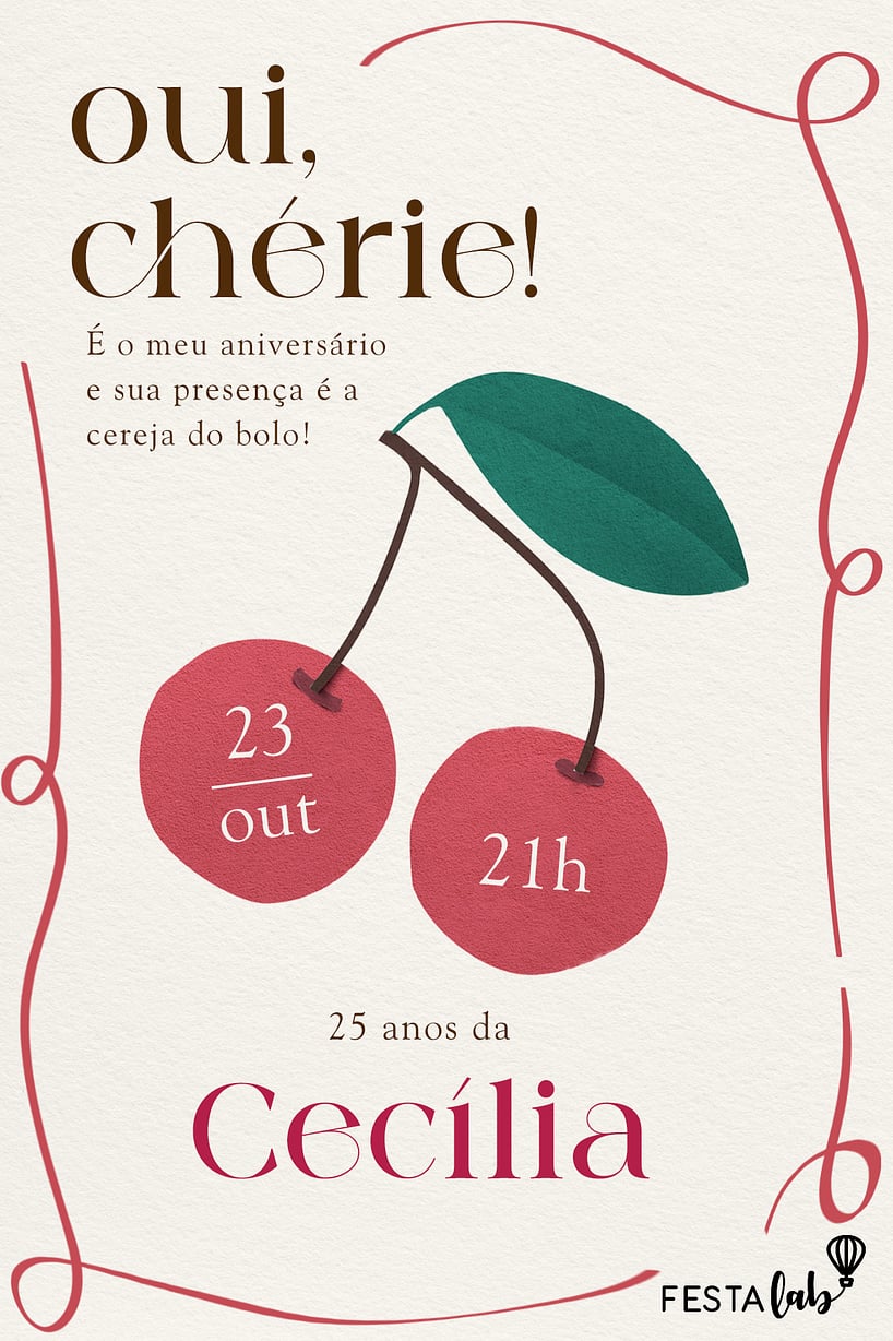 Convite Oui, Chérie grátis para editar