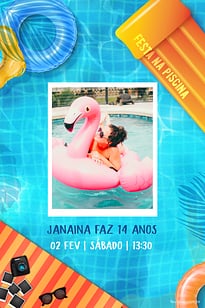 Modelo de Convite de Aniversario Adulto - PoolParty Convite PoolParty grátis para editar