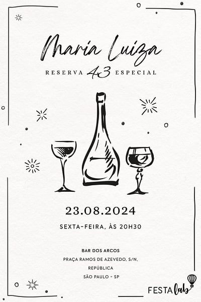 Modelo de Convite de Aniversario Adulto - Reserva Especial Convite Reserva Especial grátis para editar