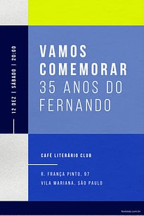 Modelo de Convite de Aniversario Adulto - Retangular Azul Convite Retangular Azul grátis para editar
