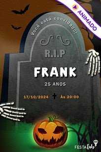 Modelo de Convite de Aniversario Adulto - RIP Convite RIP grátis para editar
