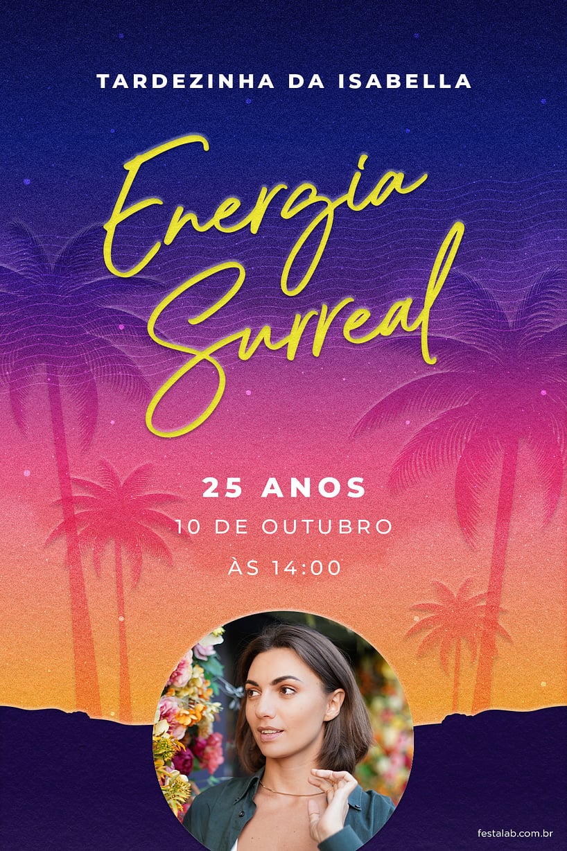 Criar convite de aniversário - Uma Festa ao Pôr do Sol| FestaLab