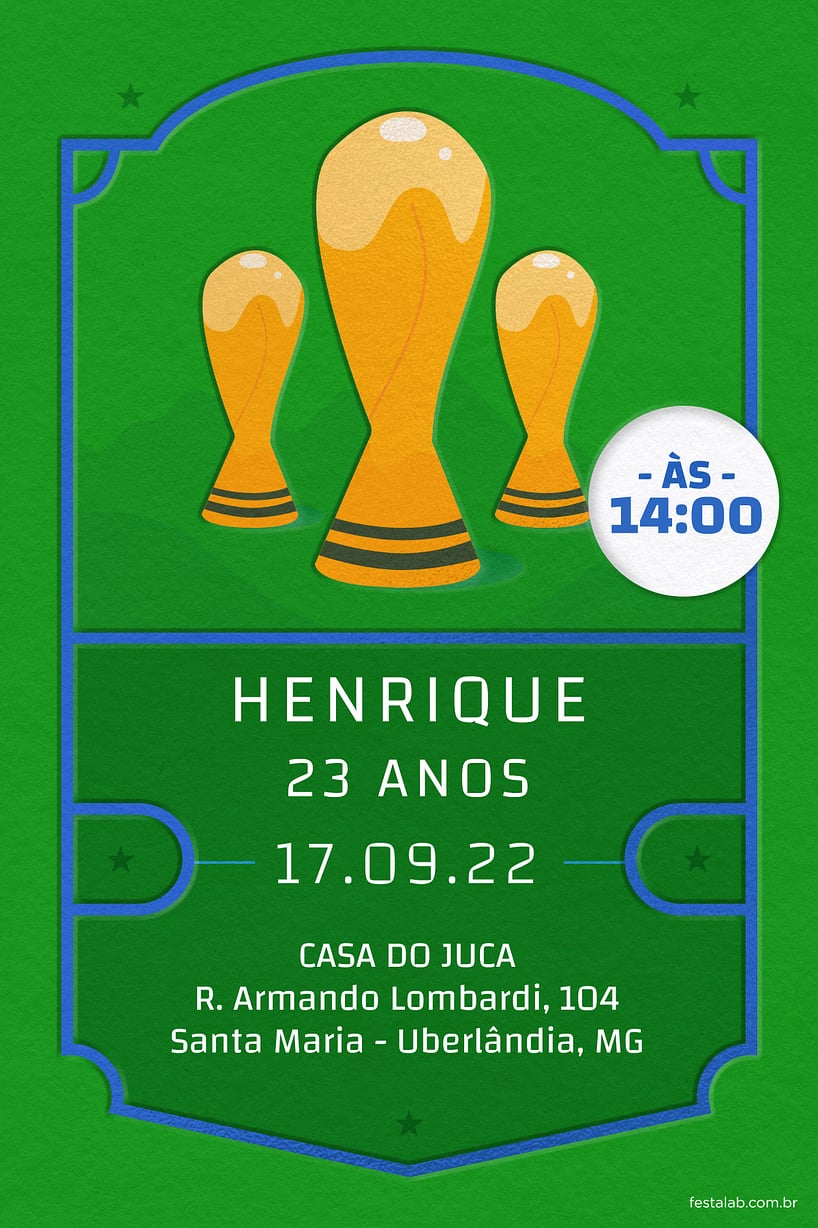 Convite Torcida verde grátis para editar