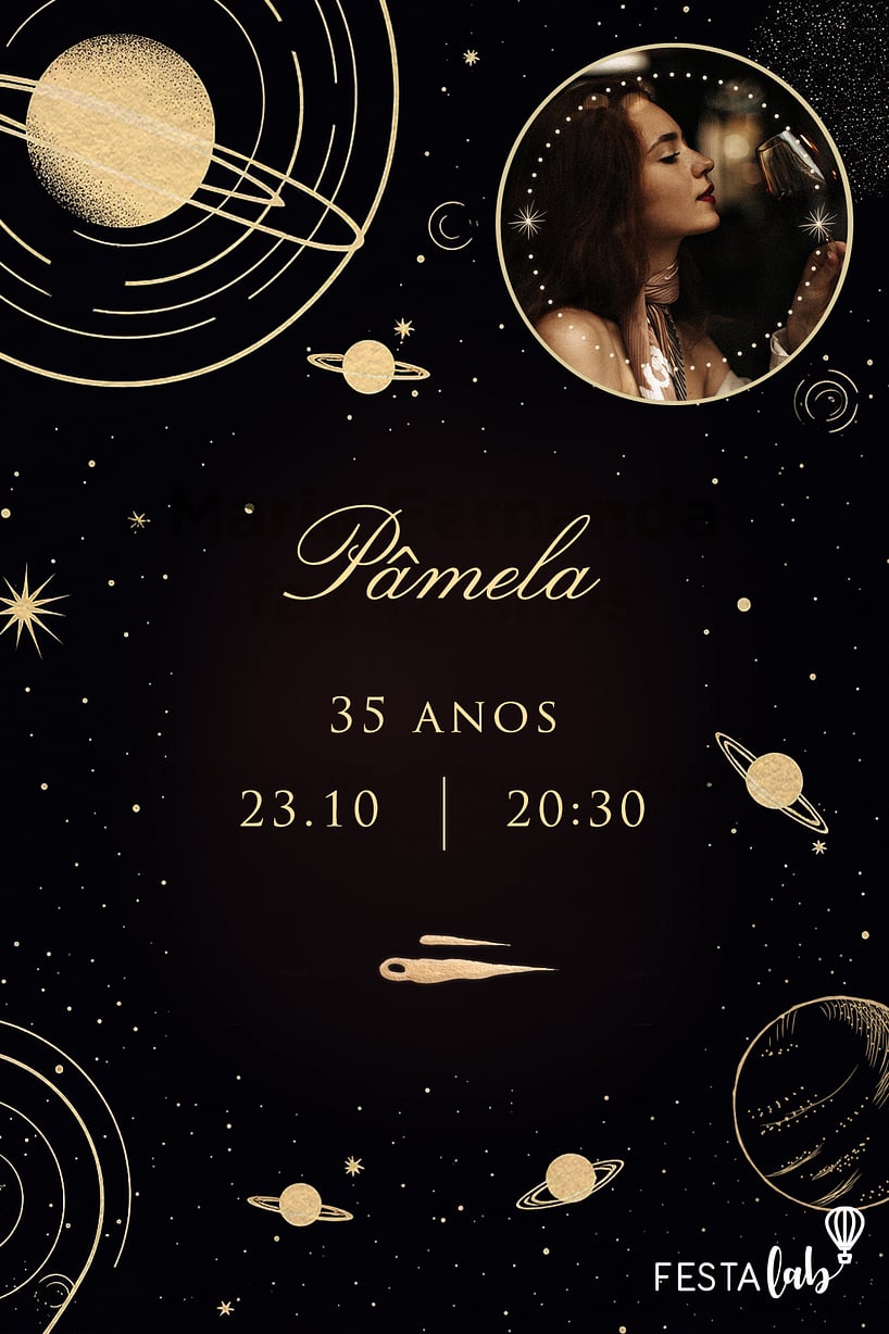 Convite Universo Místico grátis para editar