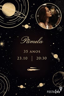 Modelo de Convite de Aniversario Adulto - Universo Mistico Convite Universo Místico grátis para editar