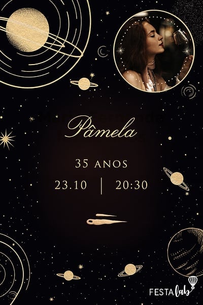 Modelo de Convite de Aniversario Adulto - Universo Mistico Convite Universo Místico grátis para editar