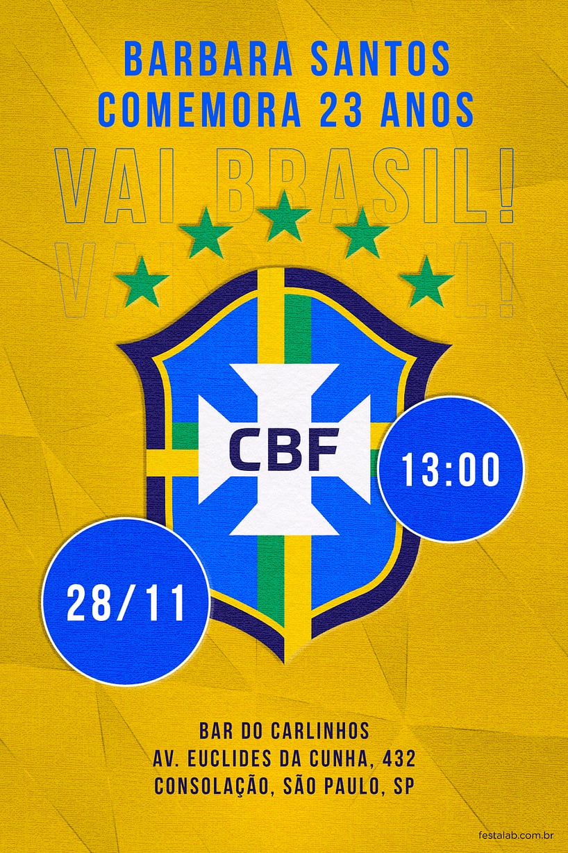 Criar convite de aniversário - Vai Brasil| FestaLab