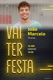 Modelo de Convite de Aniversario Adulto - Vai ter Neon Convite Vai ter Neon grátis para editar