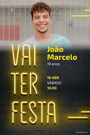 Modelo de Convite de Aniversario Adulto - Vai ter Neon Convite de Aniversario Adulto - Vai ter Neon