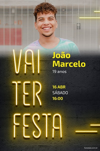 Modelo de Convite de Aniversario Adulto - Vai ter Neon Convite Vai ter Neon grátis para editar