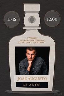 Modelo de Convite de Aniversario Adulto - Whisky preto Convite Whisky preto grátis para editar