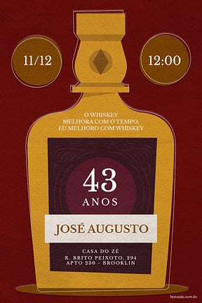 Modelo de Convite de Aniversario Adulto - Whisky vermelho Convite de Aniversario Adulto - Whisky vermelho