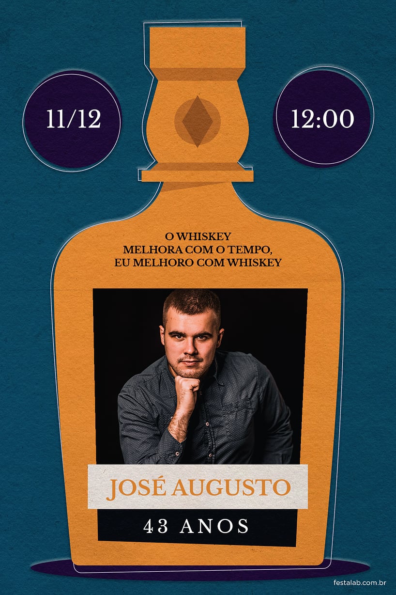 Convite Whisky azul grátis para editar