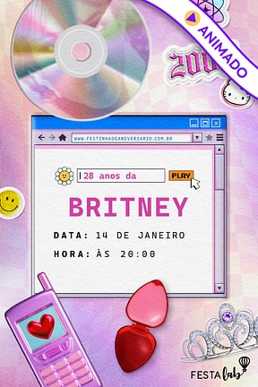 Convite de Aniversario Adulto - Y2k Party