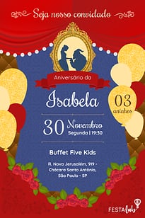 Modelo de Convite de Aniversario - A Magia de A Bela e a Fera Convite A Magia de A Bela e a Fera grátis para editar