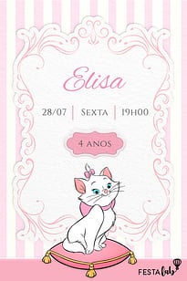 Modelo de Convite de Aniversario - A Festa da Gatinha Marie Convite A Festa da Gatinha Marie grátis para editar