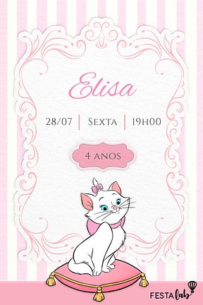 Modelo de Convite de Aniversario - A Festa da Gatinha Marie Convite de Aniversario - A Festa da Gatinha Marie