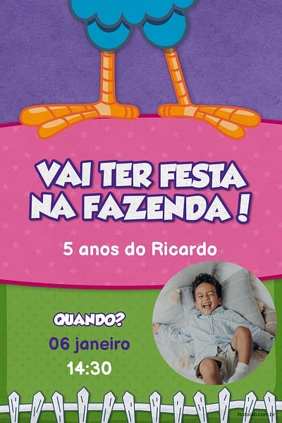 Modelo de Convite de Aniversario - A Galinha Pintadinha Rosa Convite A Galinha Pintadinha Rosa grátis para editar