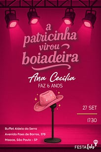 Modelo de Convite de Aniversario - A patricinha virou boiadeira Convite A patricinha virou boiadeira grátis para editar