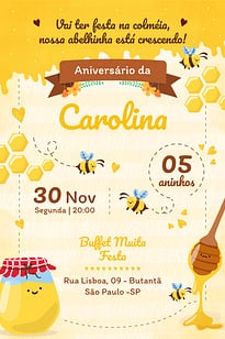 Modelo de Convite de Aniversario - Abelhinha Convite Abelhinha grátis para editar
