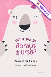 Modelo de Convite de Aniversario - Abraco de urso Convite Abraço de urso grátis para editar