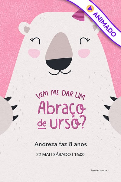 Modelo de Convite de Aniversario - Abraco de urso Convite Abraço de urso grátis para editar